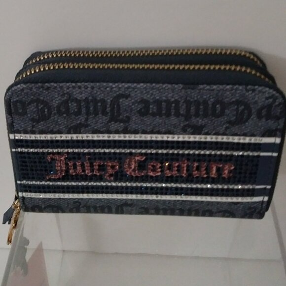 Juicy Couture Blue Rhinestone Pink Logo - Picture 1 of 13